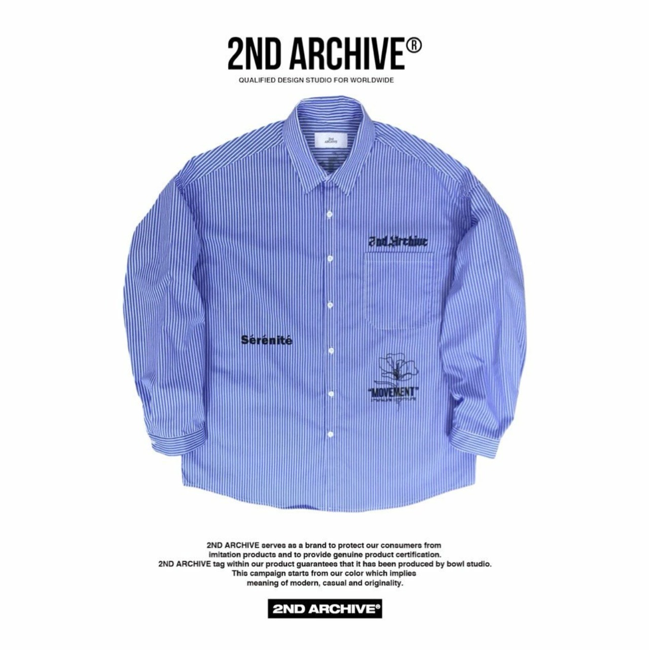 2ND023 2NDARCHIVE シャツ 韓国ファッション オーバーサイズ ユニセックス