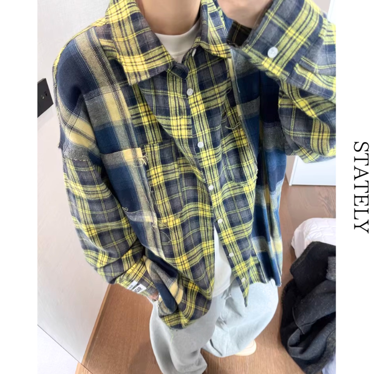 パッチワークチェックオーバーシャツ_T132・画像10