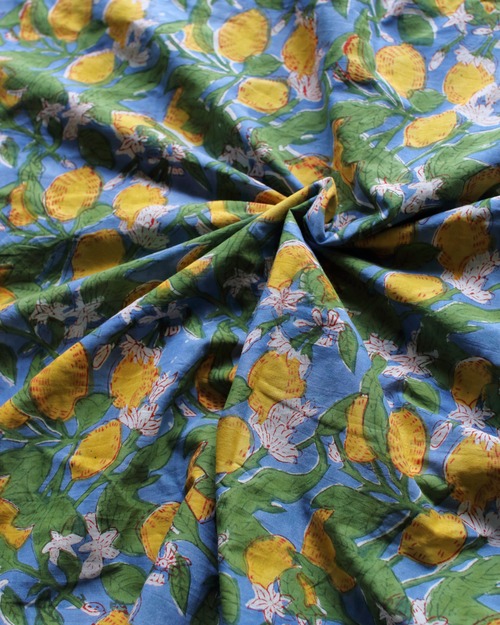 Block print FABRIC. <Lemon>