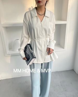 ウエストリボンつき とろみブラウス AJ42441-308