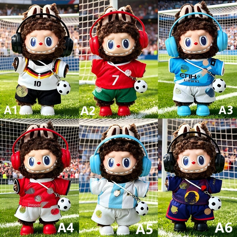立教　 ぬいぐるみ ユニフォーム Labubu 1-3世代用 サッカー トップス+パンツ+靴+ヘッドフォン+ボール