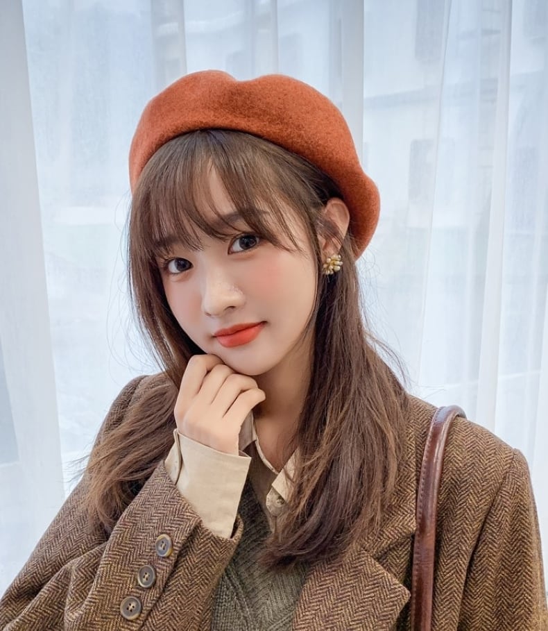 JJZXD 冬の帽子ウールベレー女性のためのヴィンテージサークルパターン