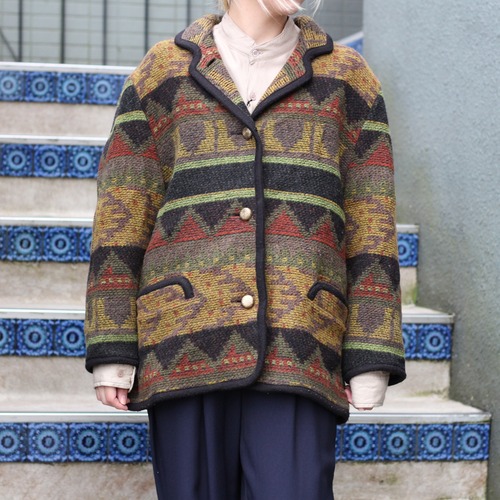 EU VINTAGE CASURO JACQUARD DESIGN JACKET MADE IN WEST GERMANY/ヨーロッパ古着ジャガードデザインジャケット