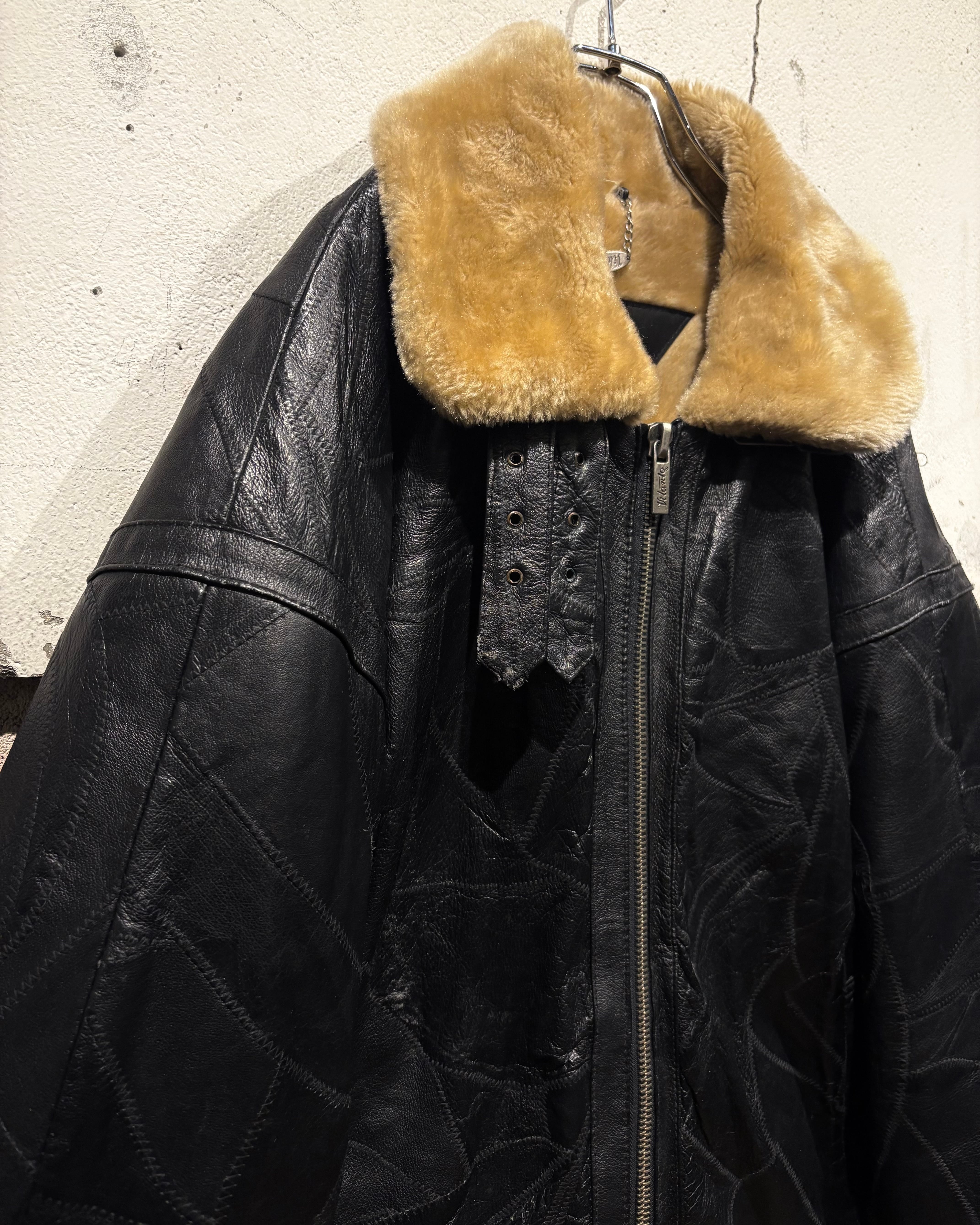 VINTAGE B-3ツギハギジャケット Caka otto】 “ツギハギ” Vintage Loose B-3 Type Mouton Jacket | Caka