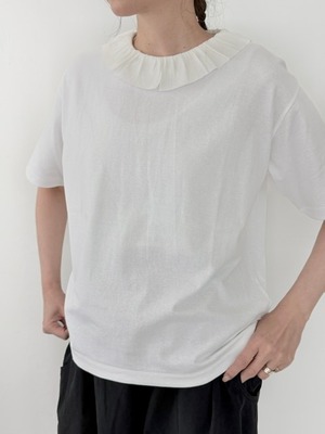 NOUVELLES DU PARADIS/メッシュフリル衿Tシャツ