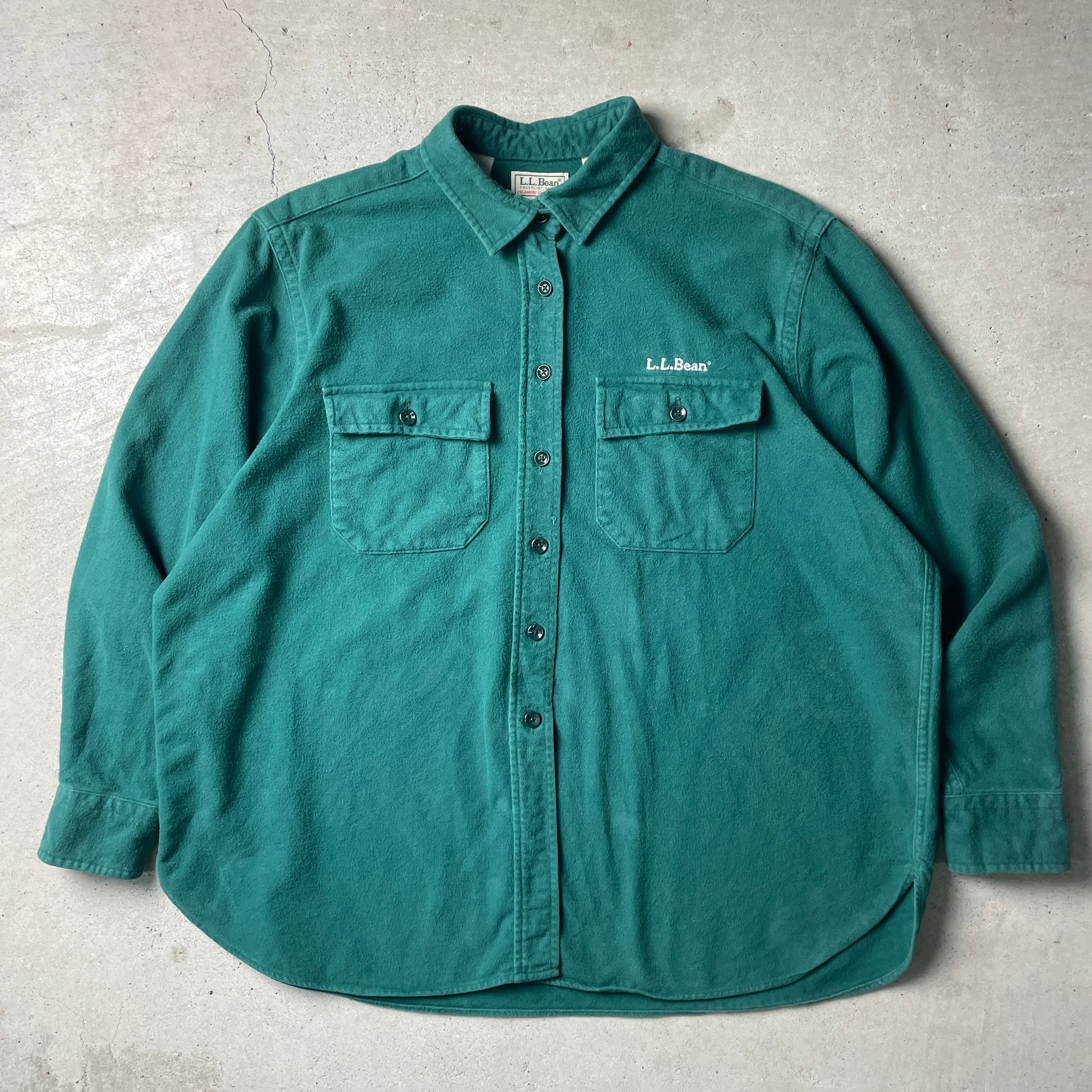 コットンシャツ LLbeanエルエルビーン 緑 80s Lサイズ グリーン - シャツ