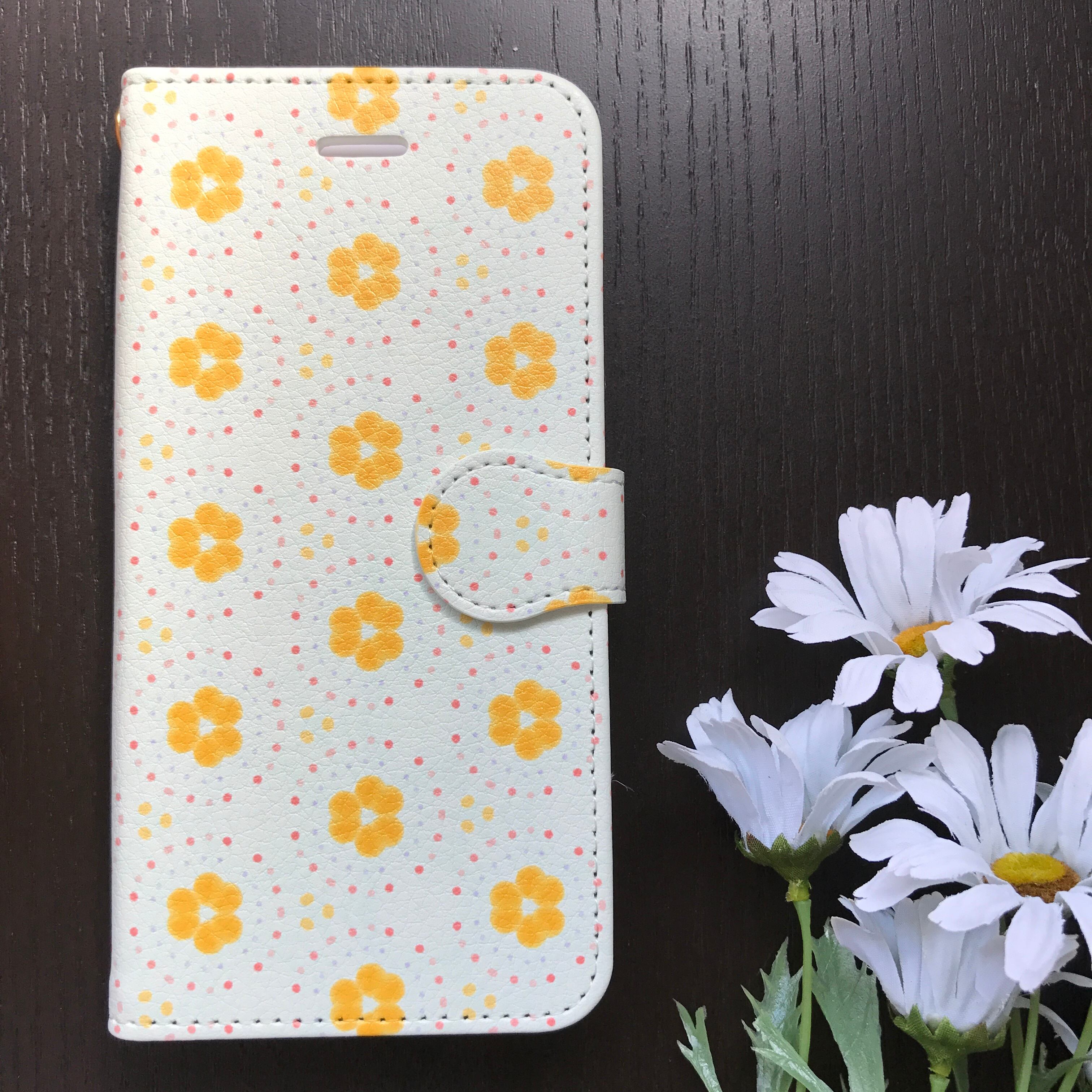サークルフラワー　手帳型スマホケース　iPhone/Android