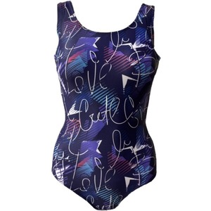 WD-565312 npフィットネス水着 そで美人シェイプワンピース 総柄 /ロゴ サイズ/9号〜15号