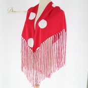 フラメンコ 衣装 シージョ ピキージョ 小物 ピンク系 ショッキングピンク ホワイト系 白 水玉 模様 トライアングル フレコ ダンス 三角形 舞台 ダンス衣装 フラメンコ小物 発表会 イベント用 可愛い フリンジ スカーフ おしゃれ 舞台衣装 柄物