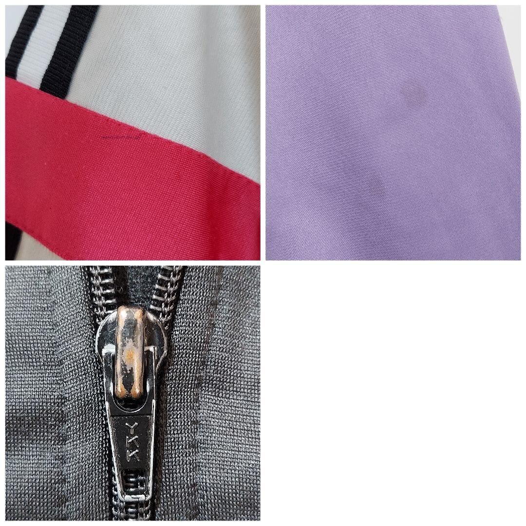 アディダス トラックジャケット 80s トレフォイル刺繍 L 黒 紫 白 ピンク