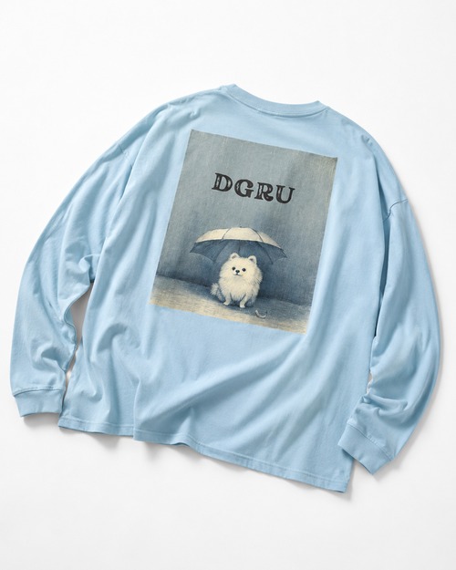ポメラニアン　バックプリント　ロングスリーブTシャツ