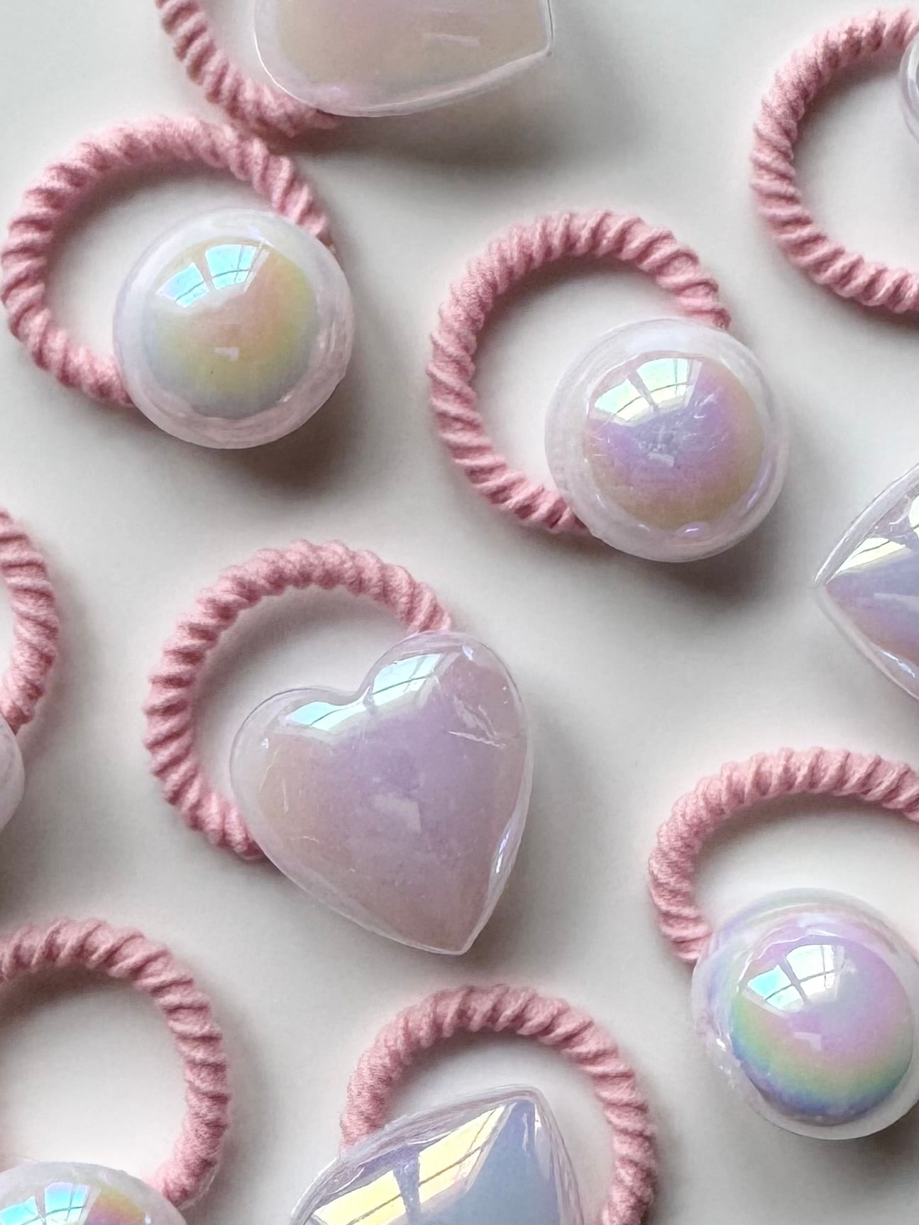 10set round and heart パールミニヘアゴム