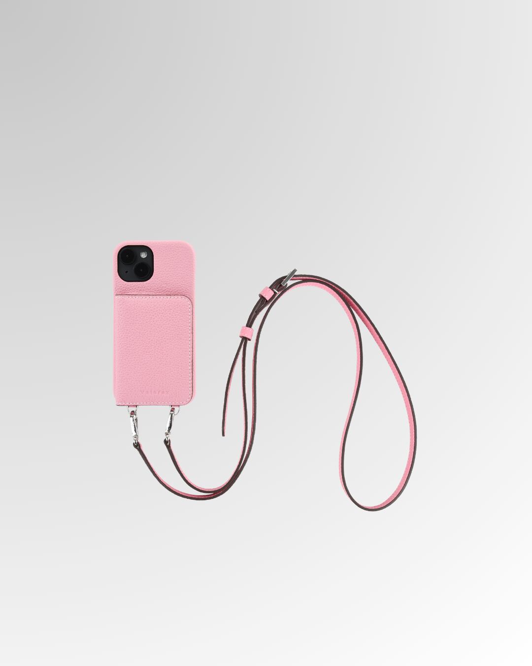 【iPhone15シリーズ】バックカバー型ケース ストラップ付 サクラピンク