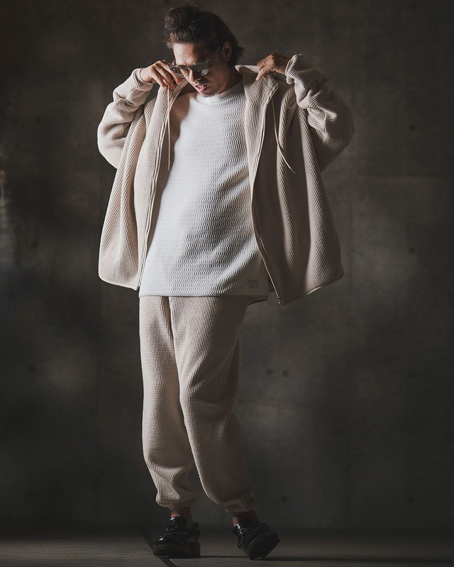 【GLIMCLAP】ワッフル ジップアップパーカー　(19-013-gla-cf)