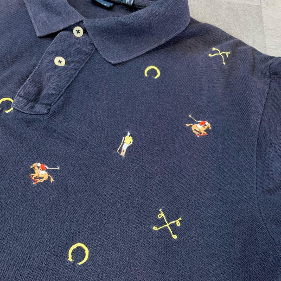 Ralph Lauren ラルフローレン 総柄 刺繍 ポロシャツ | 古着屋 MOU