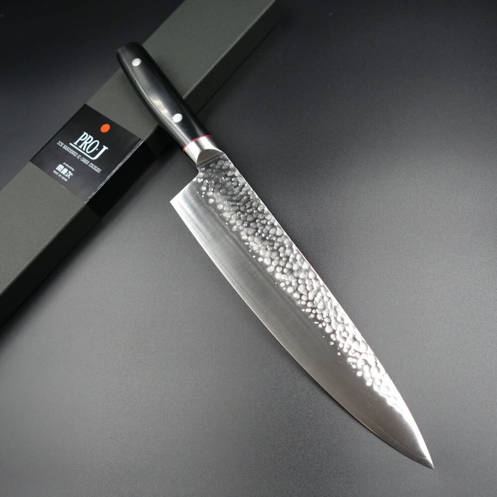 関兼次 牛刀 PRO・J 230mm VG10 鎚目 ペーパー黒マイカルタ | KEIJIN