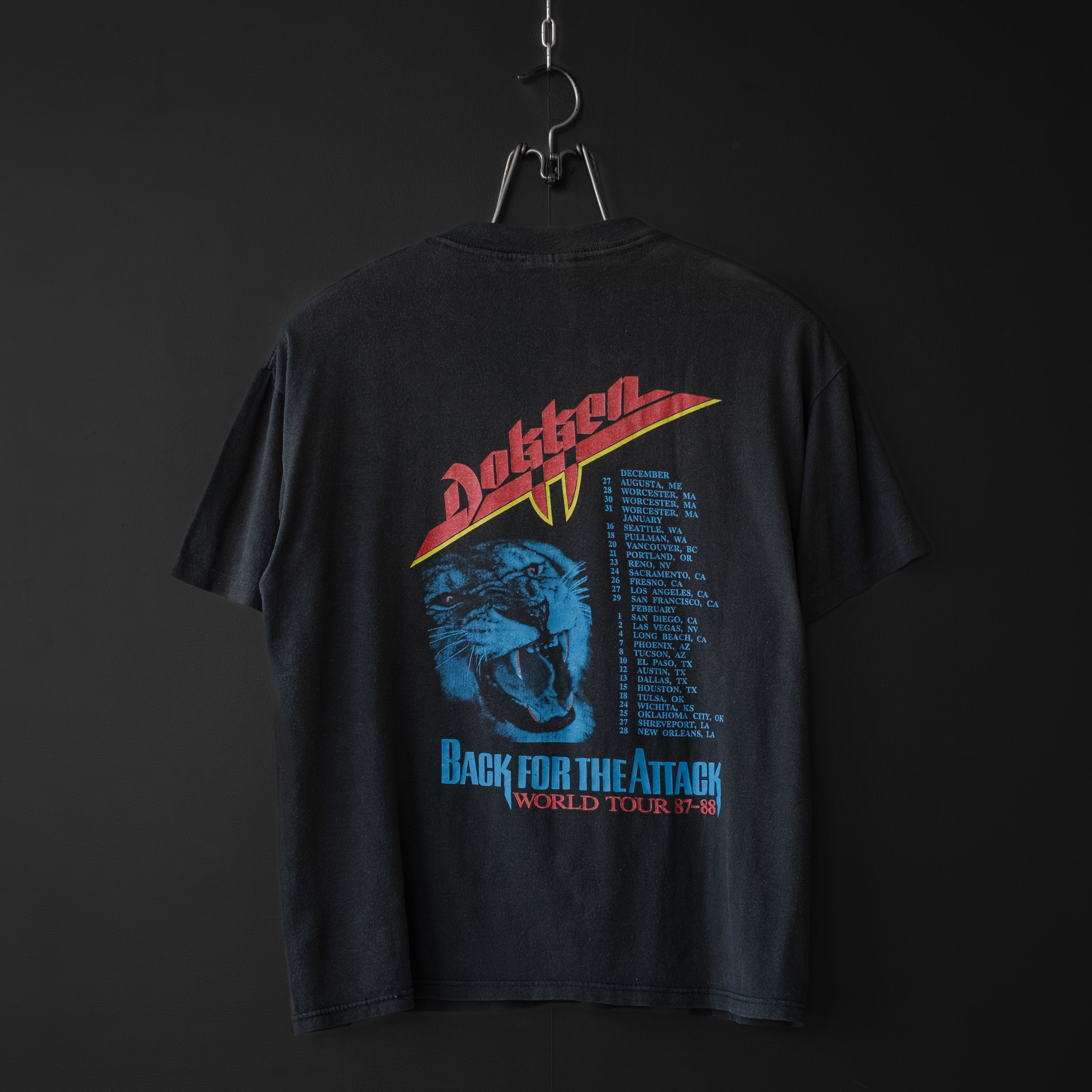 80's Dokken ツアーTシャツ　vintage used- 1987 Dokken tour tee (back for the attack) | dros dro