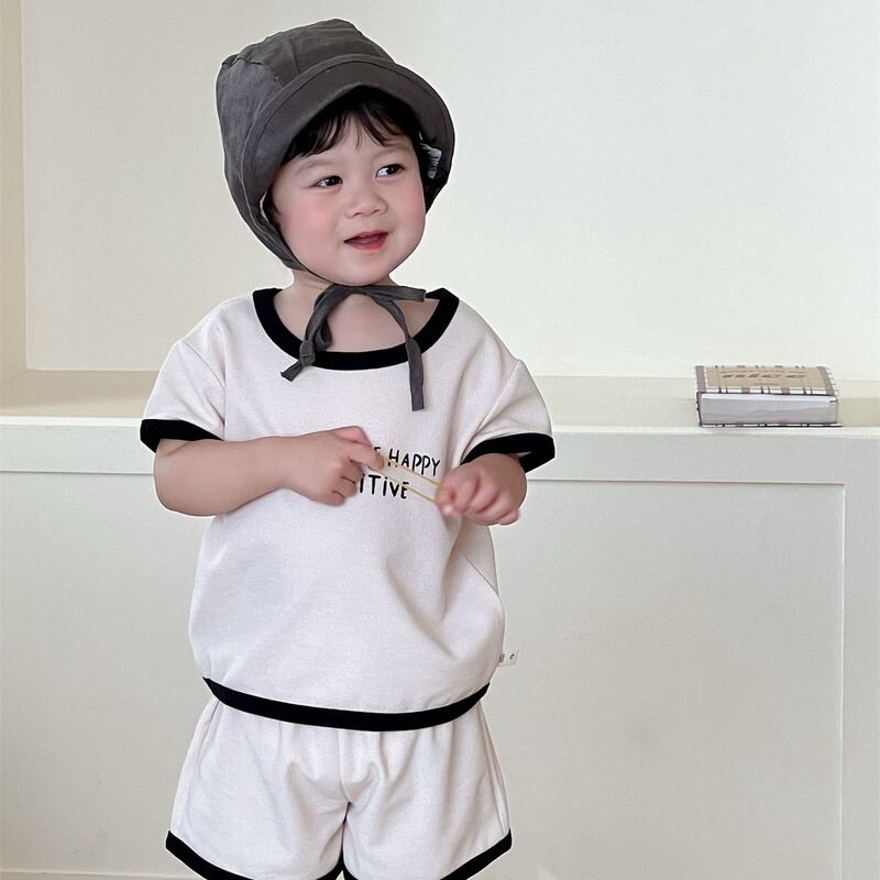 【BABY&KID】韓国風 英字柄半袖セットアップ