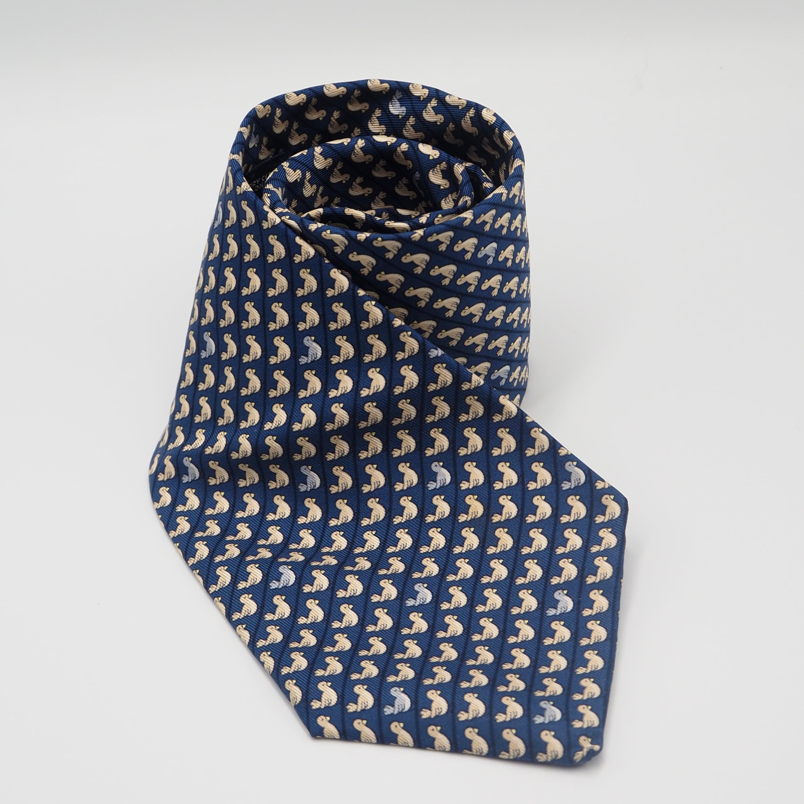 HERMES ネクタイ 鳥柄 シルク エルメス
