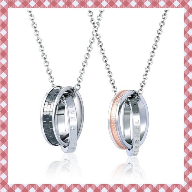 ネックレス ペアネックレス ステンレス 2本セット 金属アレルギー ネックレス ペア レディース メンズ プレゼント 2連 リング 刻印