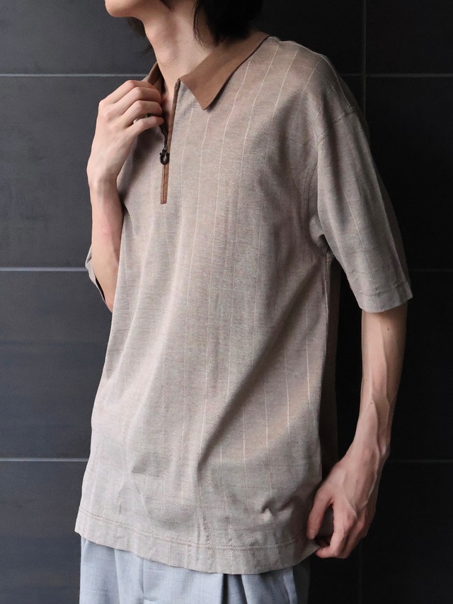 【salvatore ferragamo】coloring half zip polo shirt