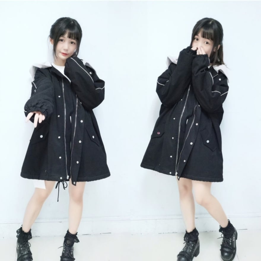 地雷系コート axes femme テーラー襟ロングコート 黒 地雷系 サブカル