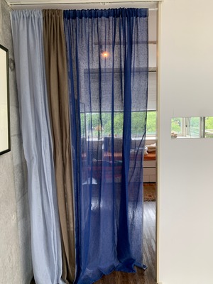 リトアニアリネンシースルーカーテン / midnight blue