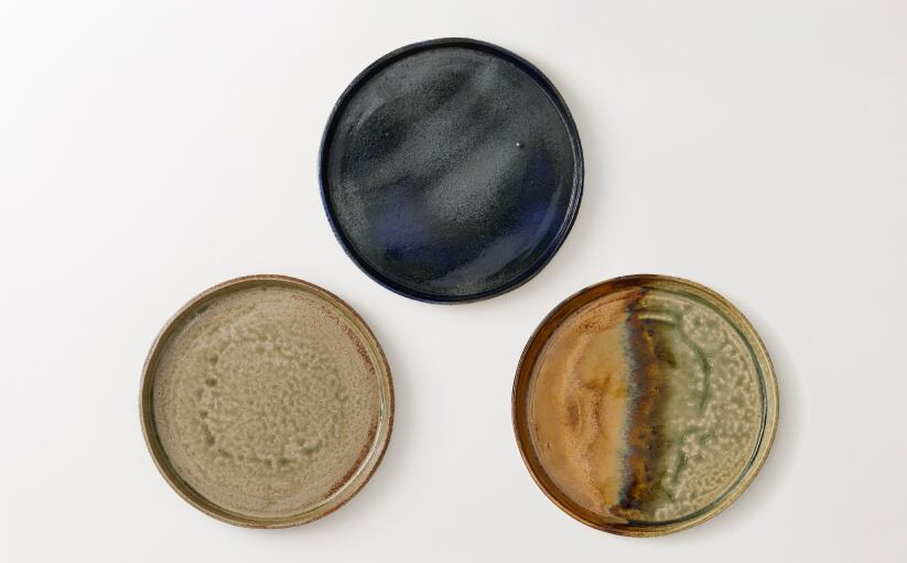 金子窯】多々良焼／七寸丸皿（縁あり） ※お好きな色をお選びください