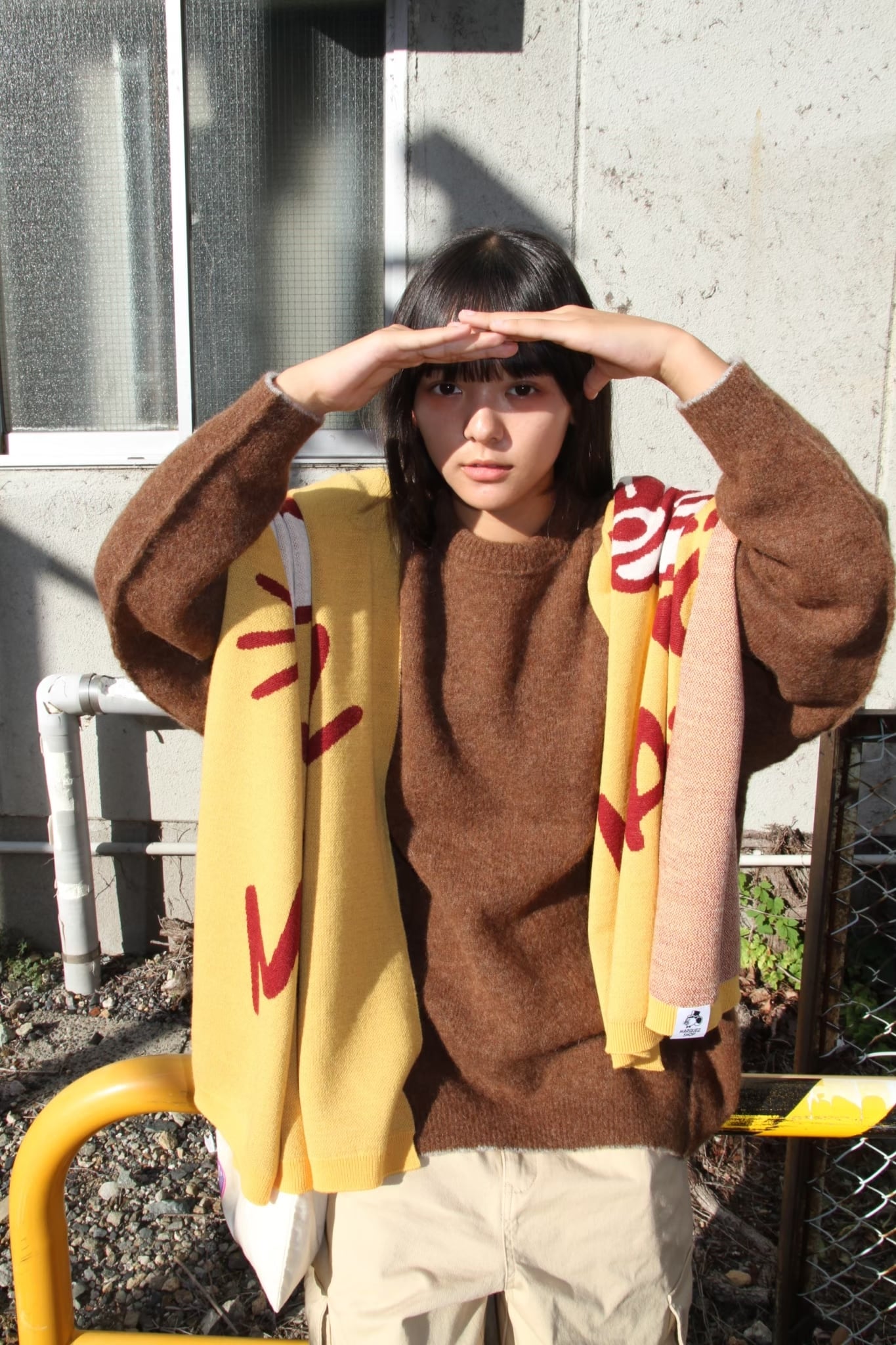 新入荷「着るアート・BIGストール（マスタード）」