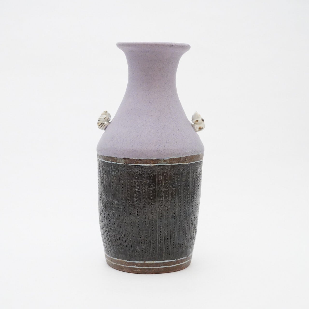 【陶工房ほうき】印花文ちび猫花器 10