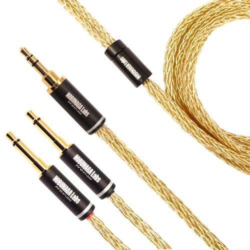 【美品中古品】鳳陽 極（ほうよう　きわみ）：NOBUNAGA Labs SUPREME：3.5mm3極ステレオミニプラグ対応 3.5㎜両出しヘッドホンケーブル：4Ｎ純銀線金メッキ16芯モデル