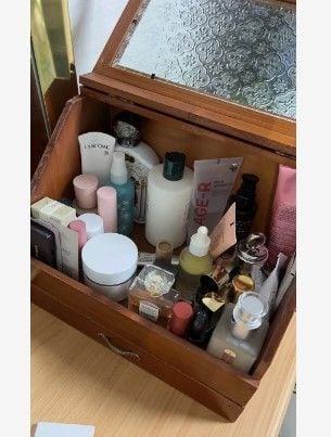 メイク ボックス アンティーク調 花柄 ガラス おしゃれ かわいい