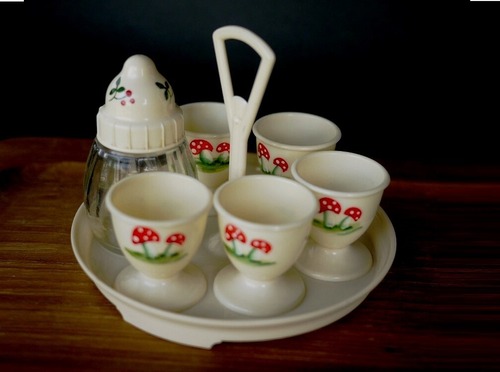 ヴィンテージドイツ　調味料入れ エッグスタンド&プレート&調味料入れ　7Pセット