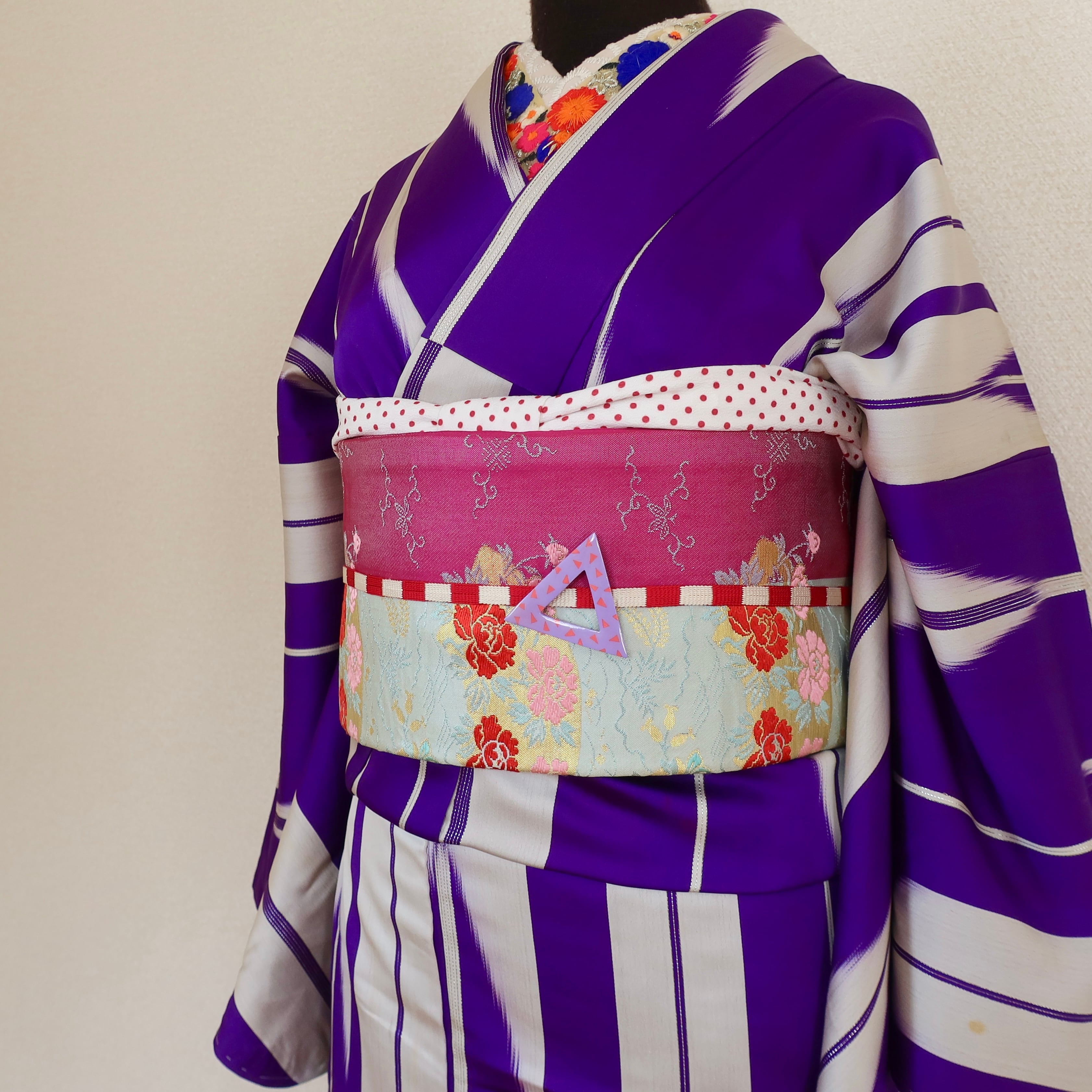 むらさきの』紫矢羽根織アンティーク袷着物 | himenorumi