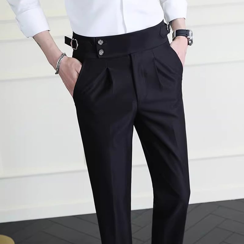 ダブルボタン ハイウエスト ストレートパンツ 7color PA0412