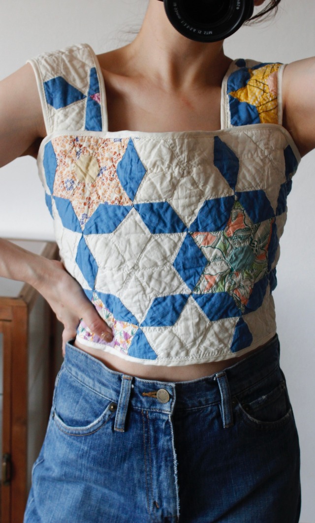 Re; project / 【Blue】1970s Grandma Quilted “Tube top”