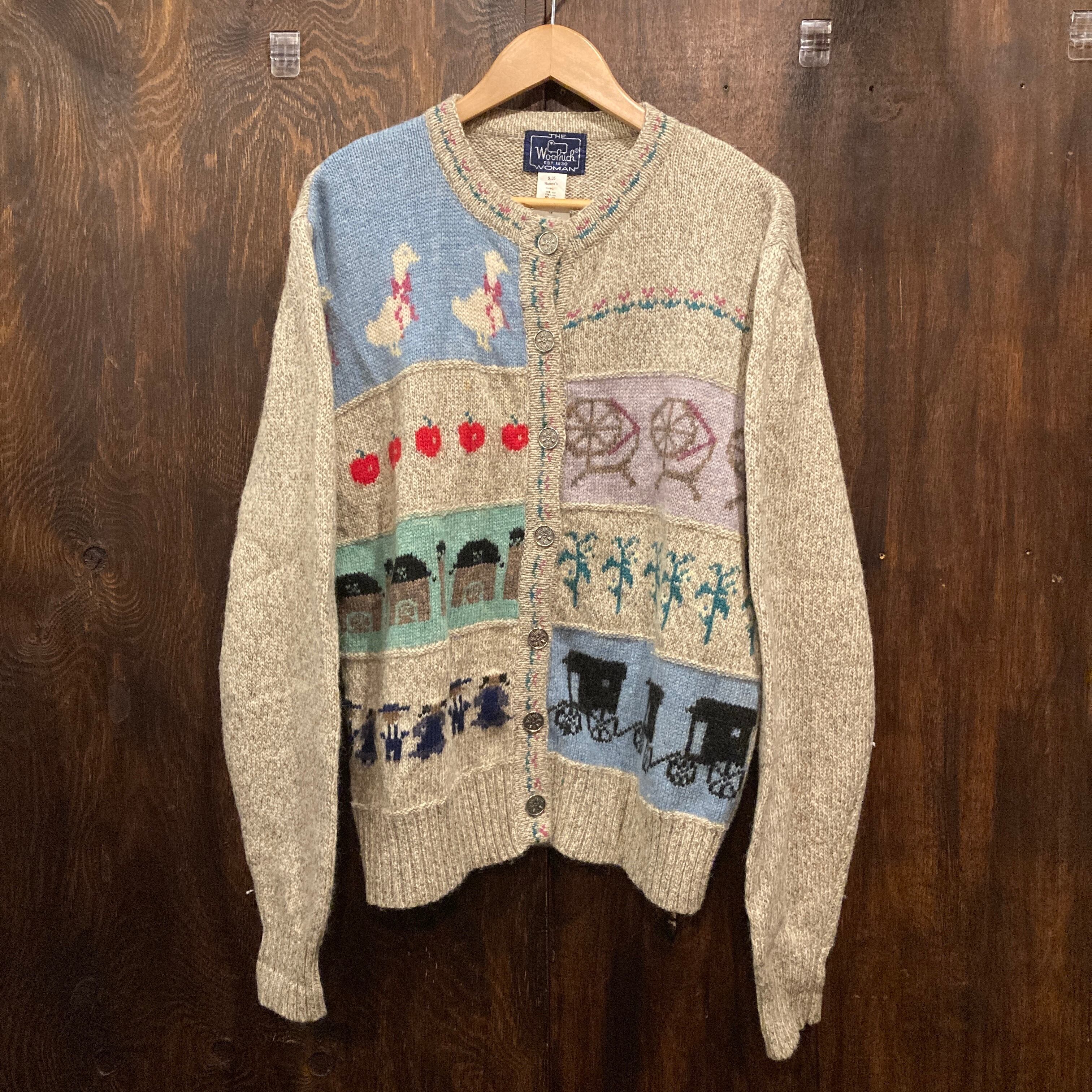 90s WOOLRICH ウールリッチ 総柄 ヴィンテージ ニット カーディガン WOOLRICH - 90s ウールリッチ ニット カーディガン レディース M 古着