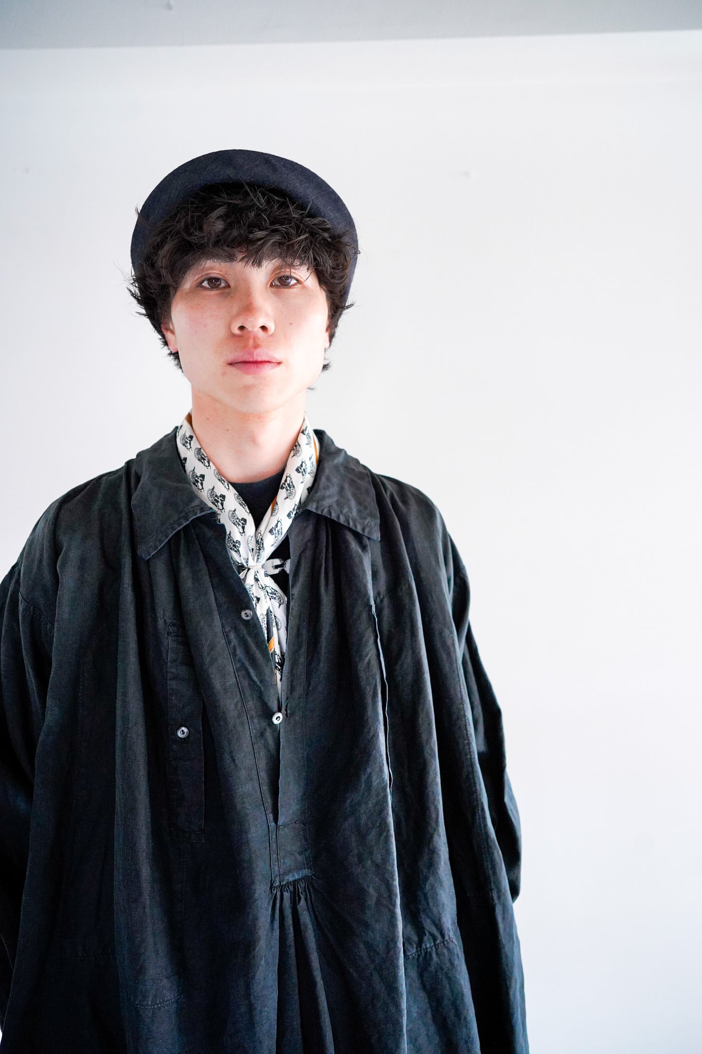 【1900-20s】 "Biaude, French Antique" Indigo Linen Pullover Smock / 6-38