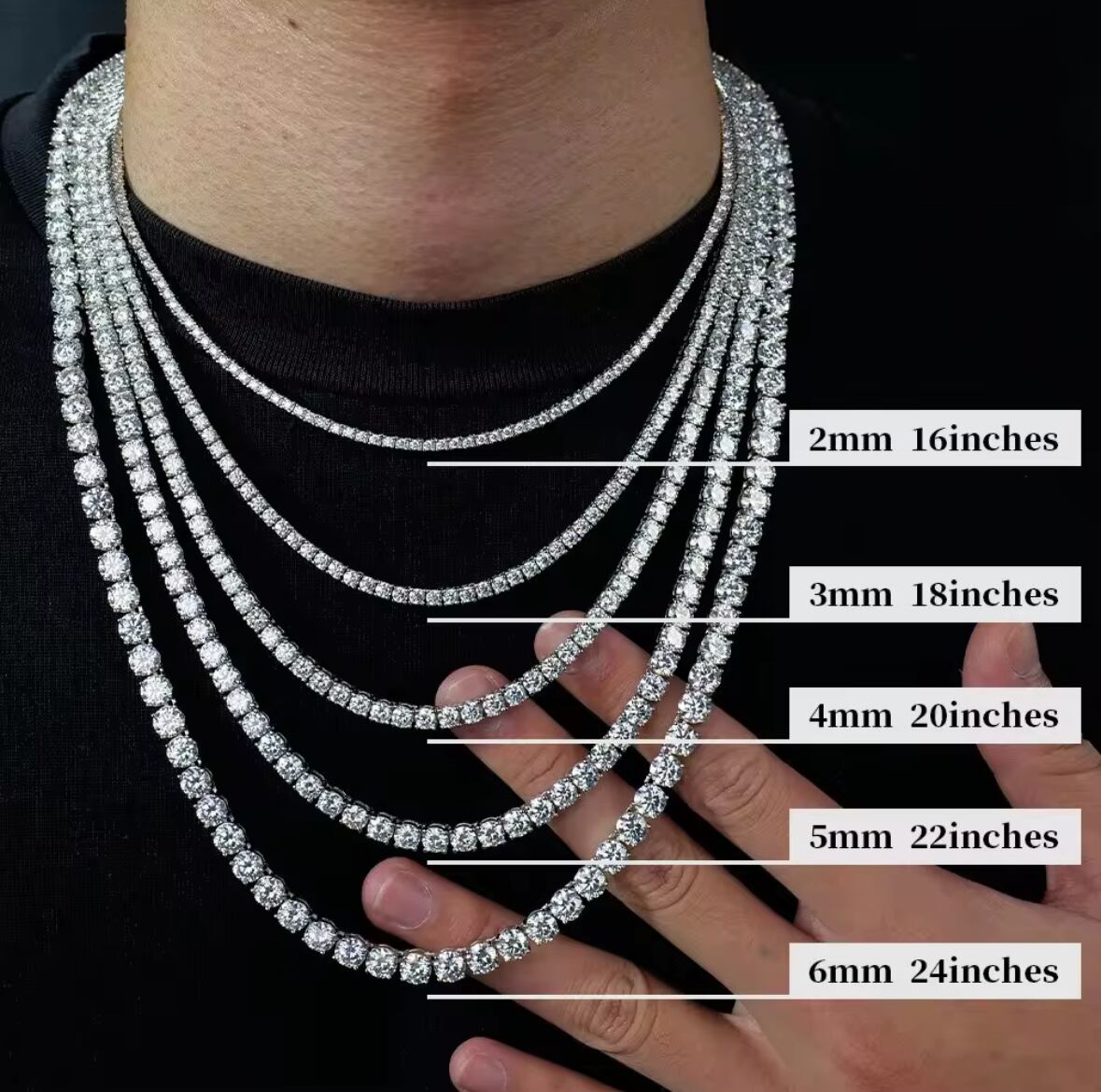 4mmモアサナイトテニスチェーン | Blackrock jewelry