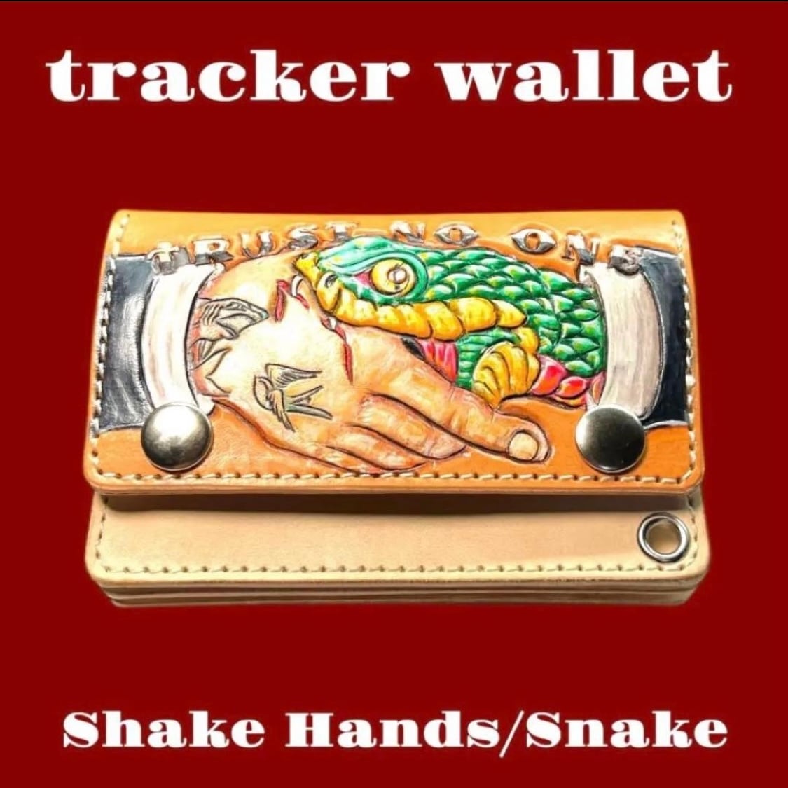 受注製作】カービング トラッカーウォレット Tiger and Rose オールド