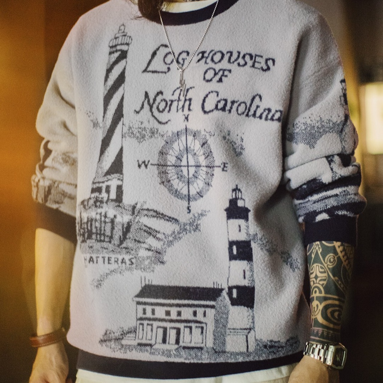 Lighthouse Pattern Crewneck Sweater / ライトハウス パターン クルーネック セーター