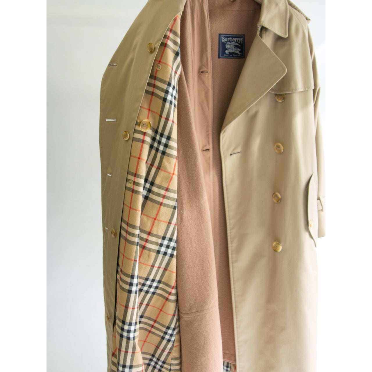 Burberrys】Made in England 80's 1piece sleeve trench coat