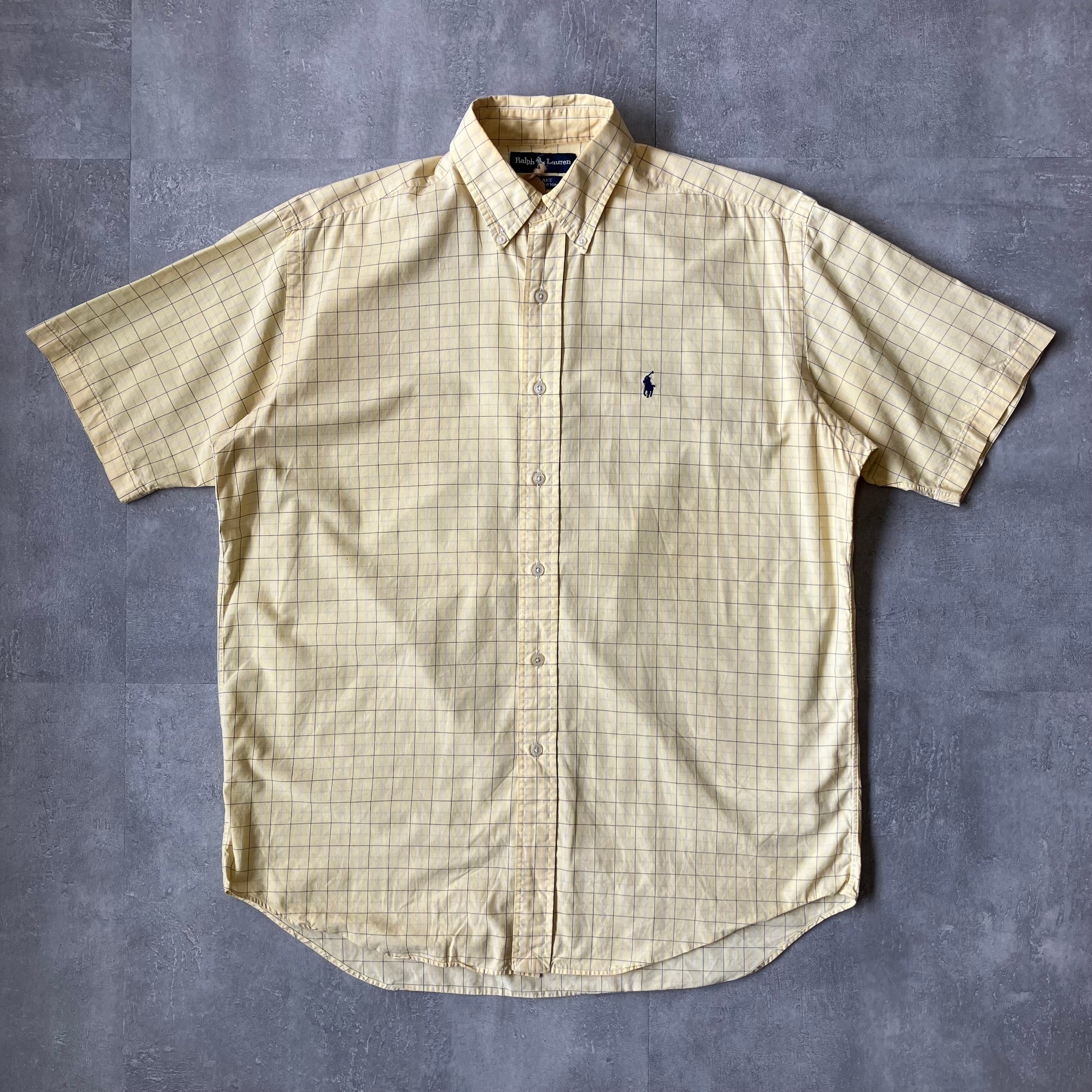 《M size》Ralph Lauren ラルフローレン BLAKE 半袖シャツ チェックシャツ イエロー No.3239