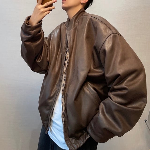 予約販売】レザーブルゾン アウター レザー アニマル柄 革ジャン