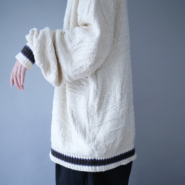 "刺繍" birds design over silhouette cotton knit sweater