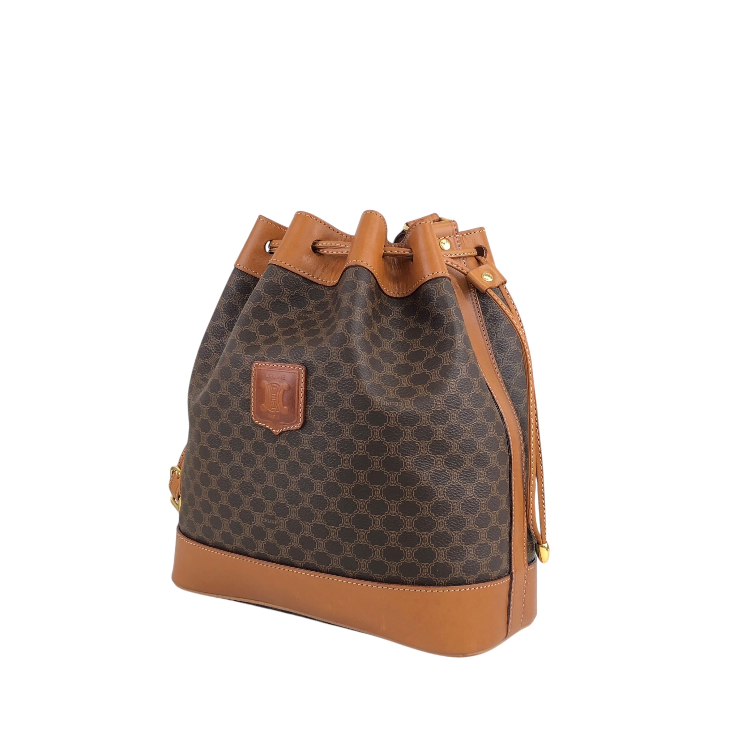 CELINE セリーヌ マカダム ショルダーバッグ ブラウン ブラゾン型押し