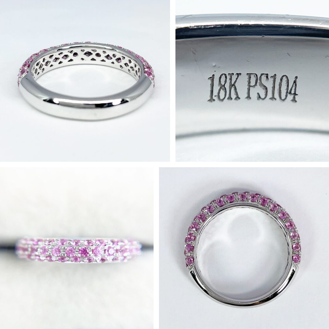 K18WG 天然ピンクサファイア 1.04ct パヴェリング | Pay ID 