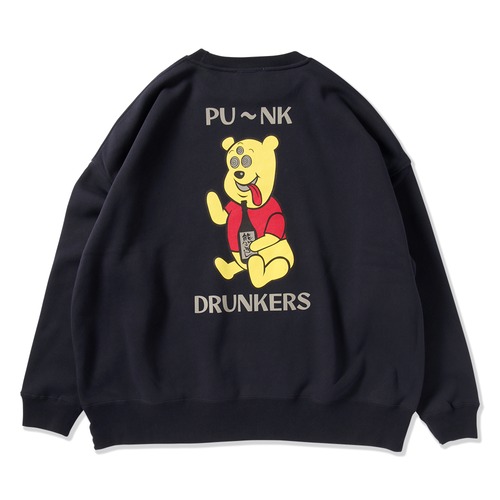 【PUNK DRUNKERS】パンクドランカーズ "くまさんBIGトレーナー" (NAVY) クルーネックスエット