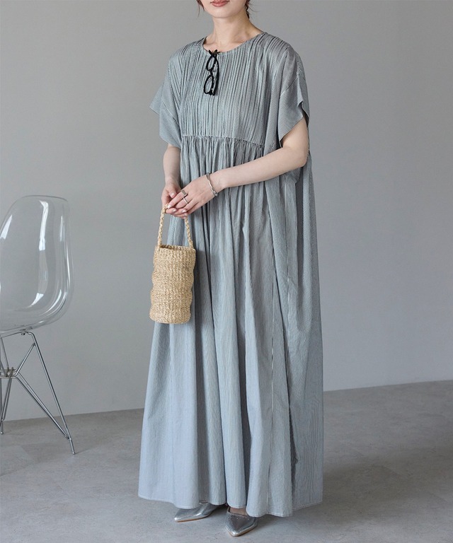 インド綿ピンタックワンピース【w-30351】.