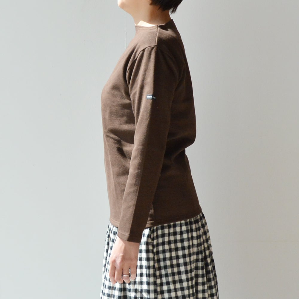 セントジェームス SAINT JAMES 無地ボートネックシャツ(OUESSANT)CHOCO【レターパックプラス可】